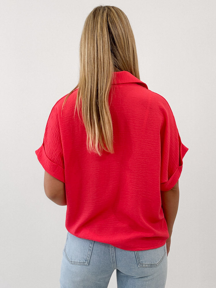 "Sunshine" kurze Bluse - coral