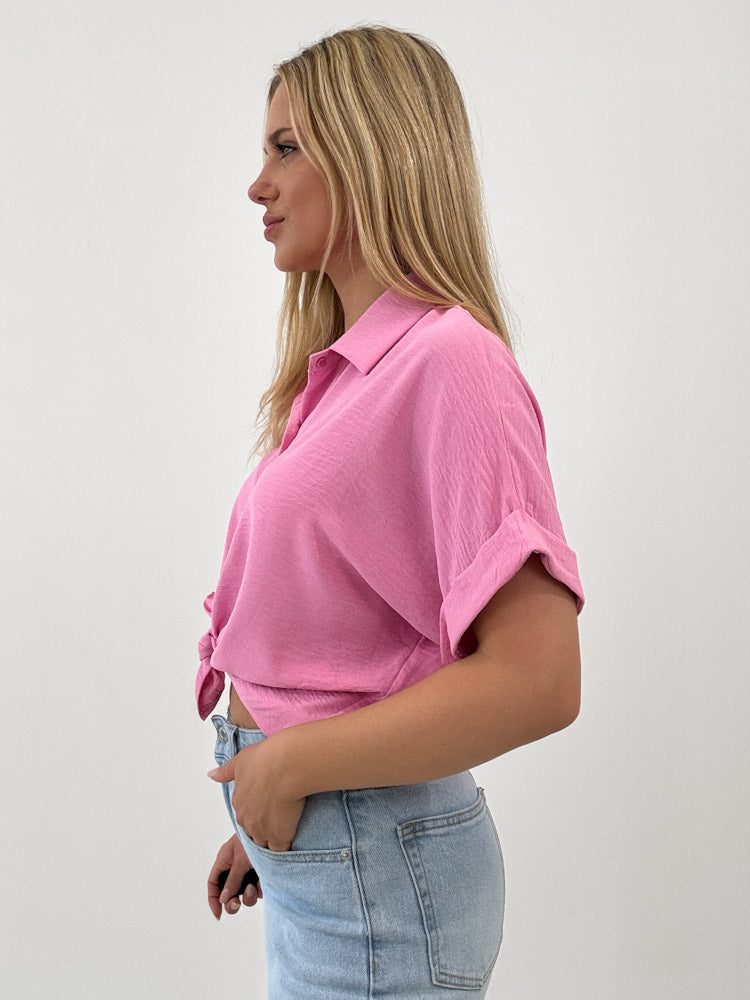 "Sunshine" kurze Bluse - candypink