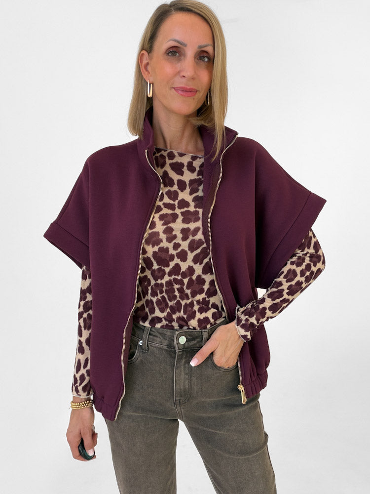 "Comfy" stylische Weste aus Baumwolle - plum