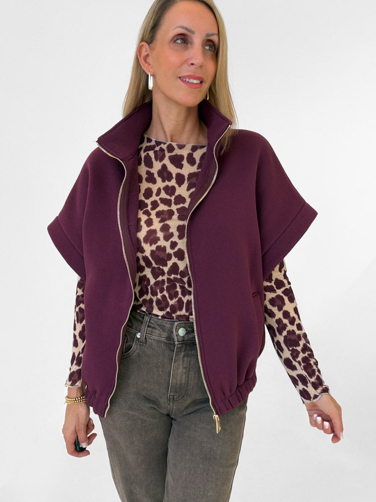 "Comfy" stylische Weste aus Baumwolle - plum