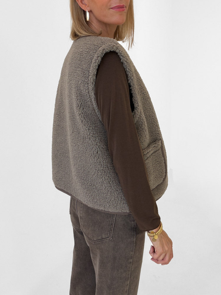 "Nayla Leo" tolle Teddy Wendeweste aus Viscose - mocca