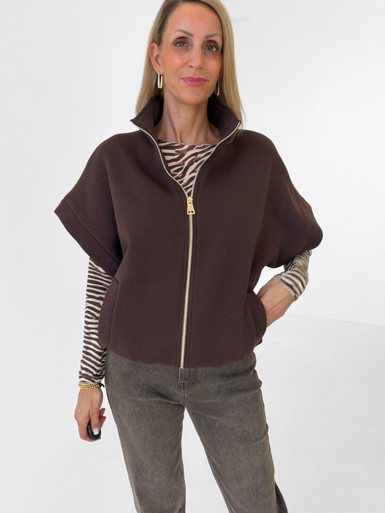 "Comfy" stylische Weste aus Baumwolle - braun