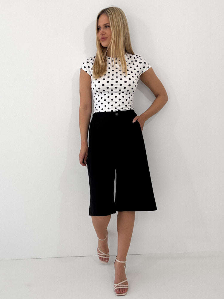 "Classic Dots" stylisches Shirt aus Viscose - weiß/schwarz