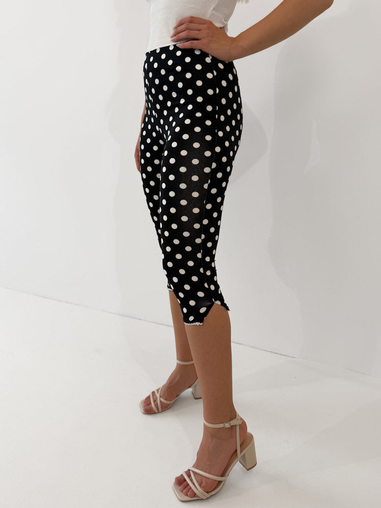 "Polka Chic" weiche Capri Legging aus Viscose - schwarz/ weiß