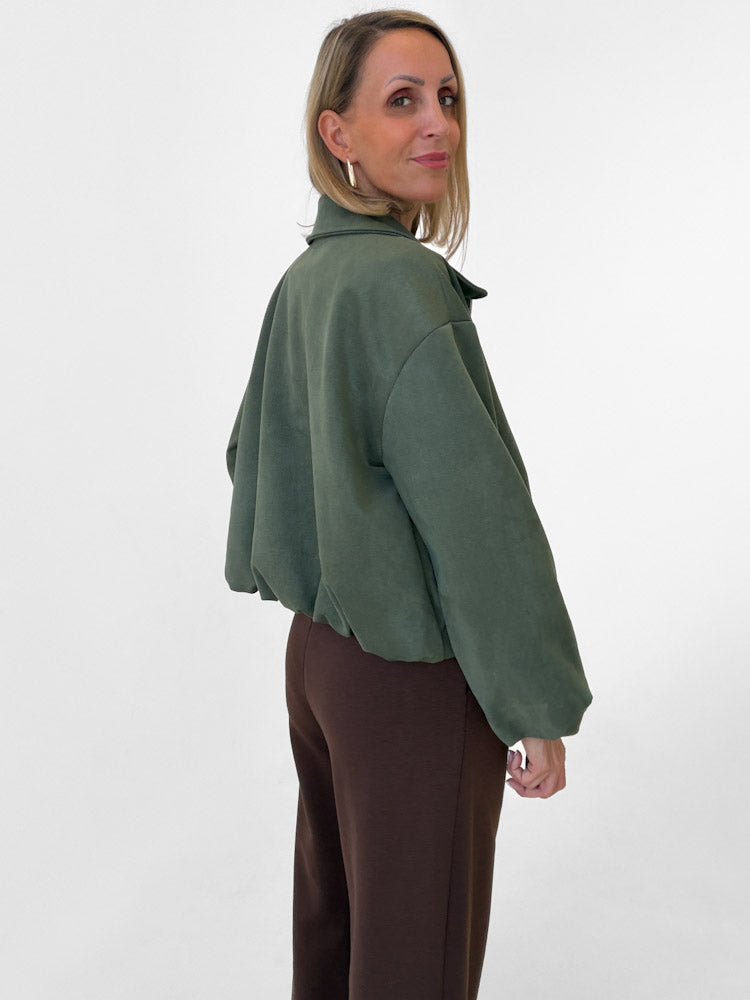 "Mona" weiche Jacke in Velourleder Optik  - khaki