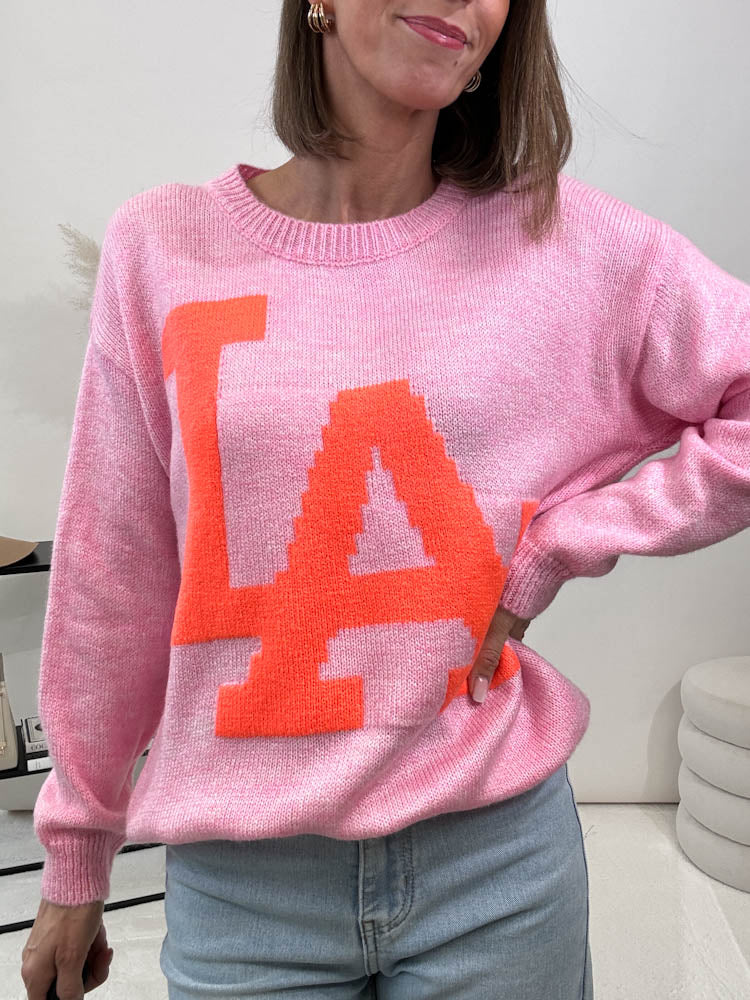 "LA" kuscheliger Pullover - rosa