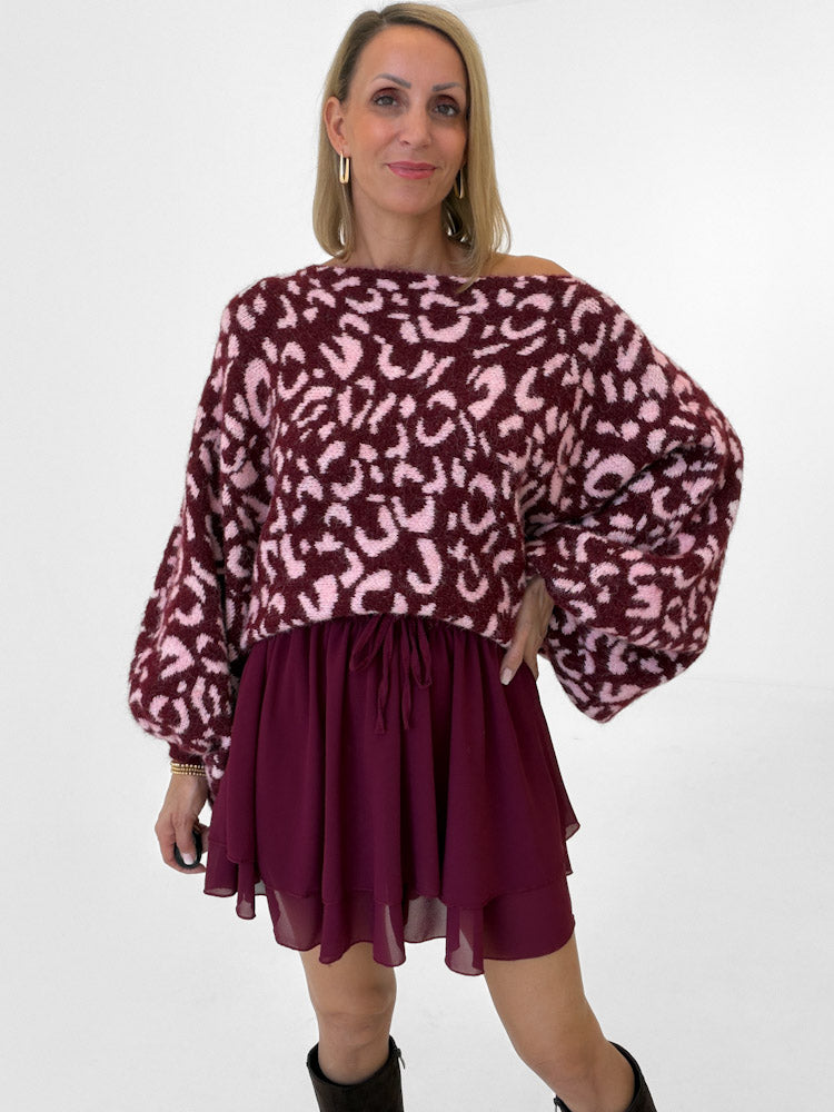 "Felicia Leo" stylischer Pullover - bordeaux/rosa