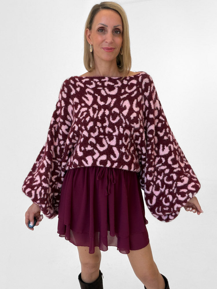 "Felicia Leo" stylischer Pullover - bordeaux/rosa