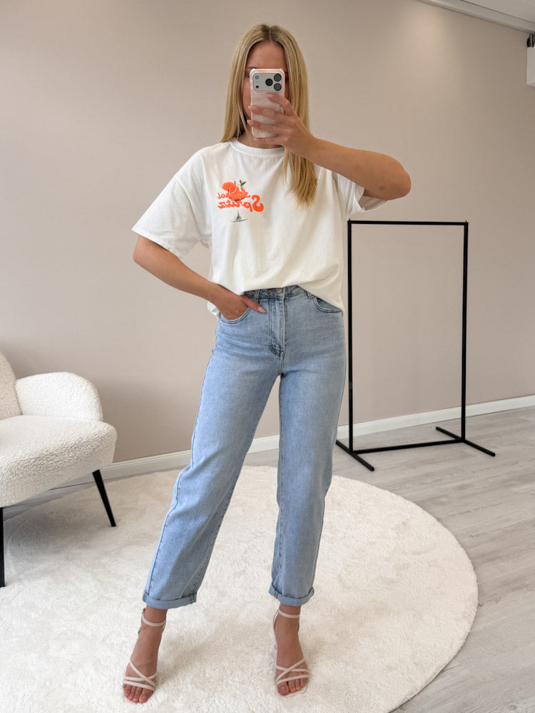 "Spritz" Shirt mit Statement - weiß