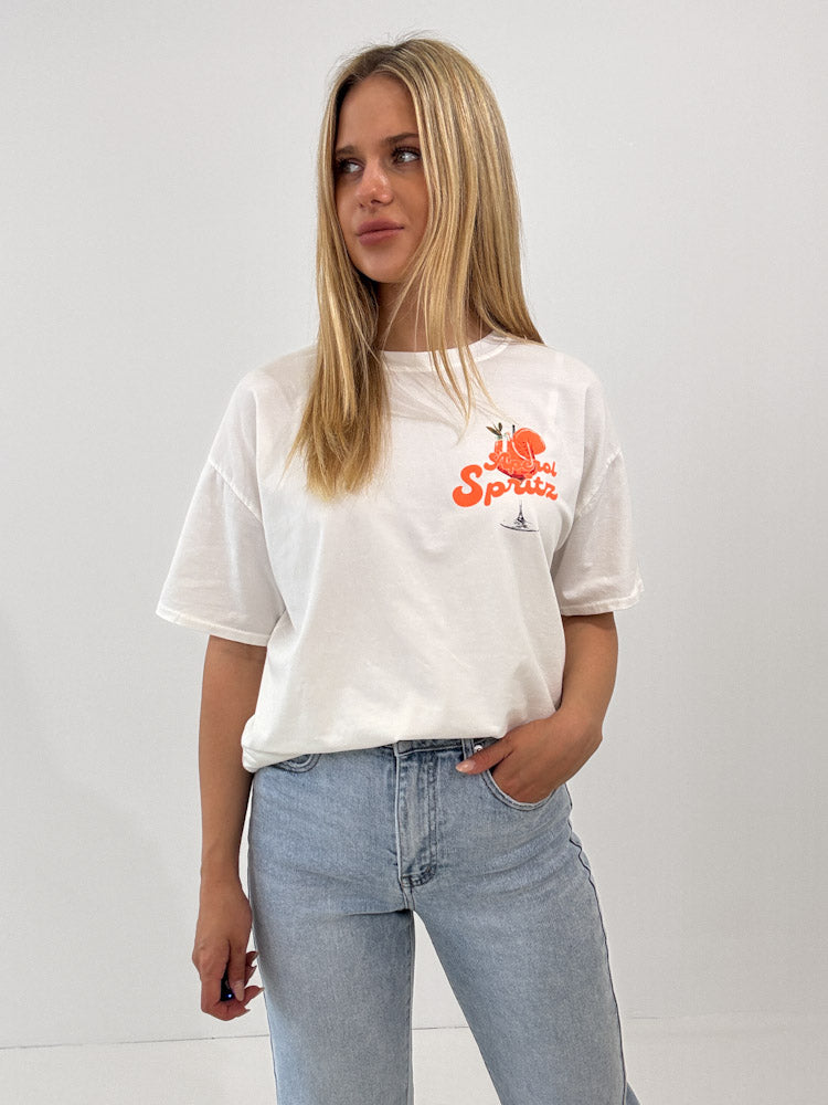 "Spritz" Shirt mit Statement - weiß