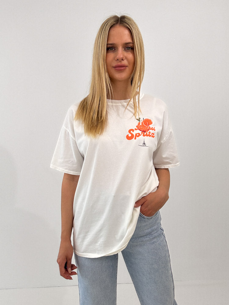 "Spritz" Shirt mit Statement - weiß