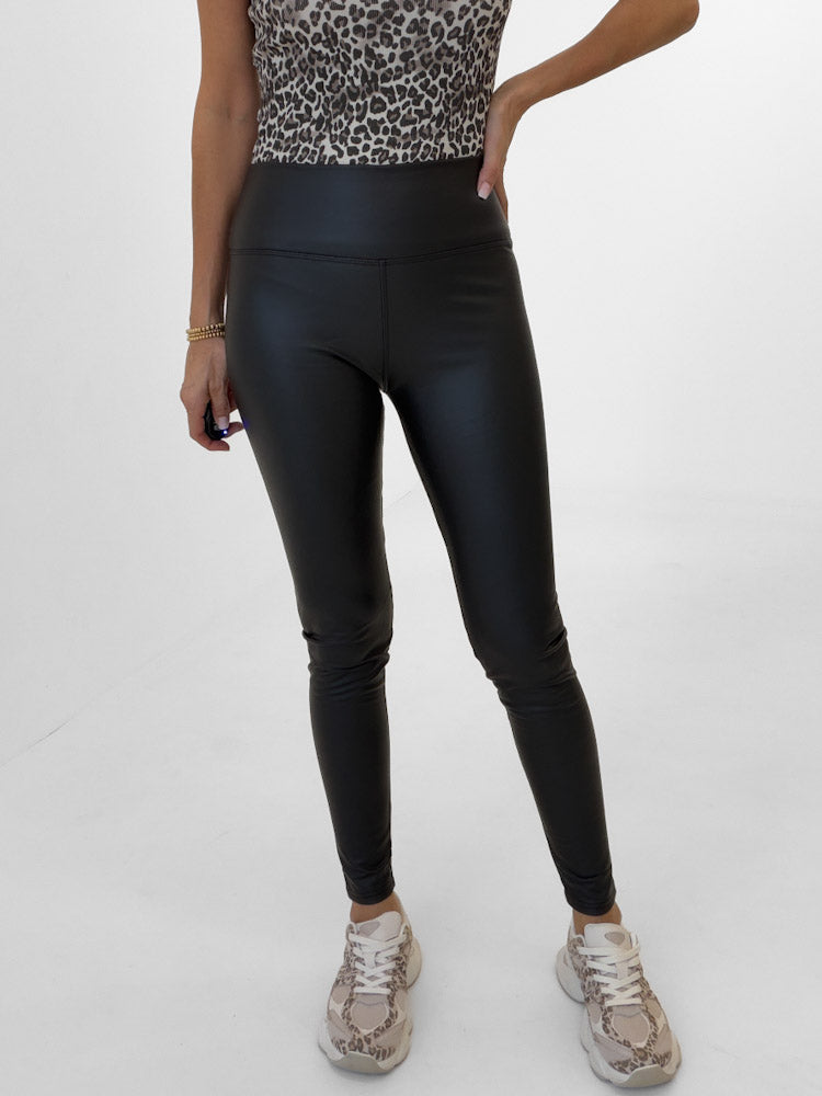 "Reggio" Leggings in Lederoptik - schwarz