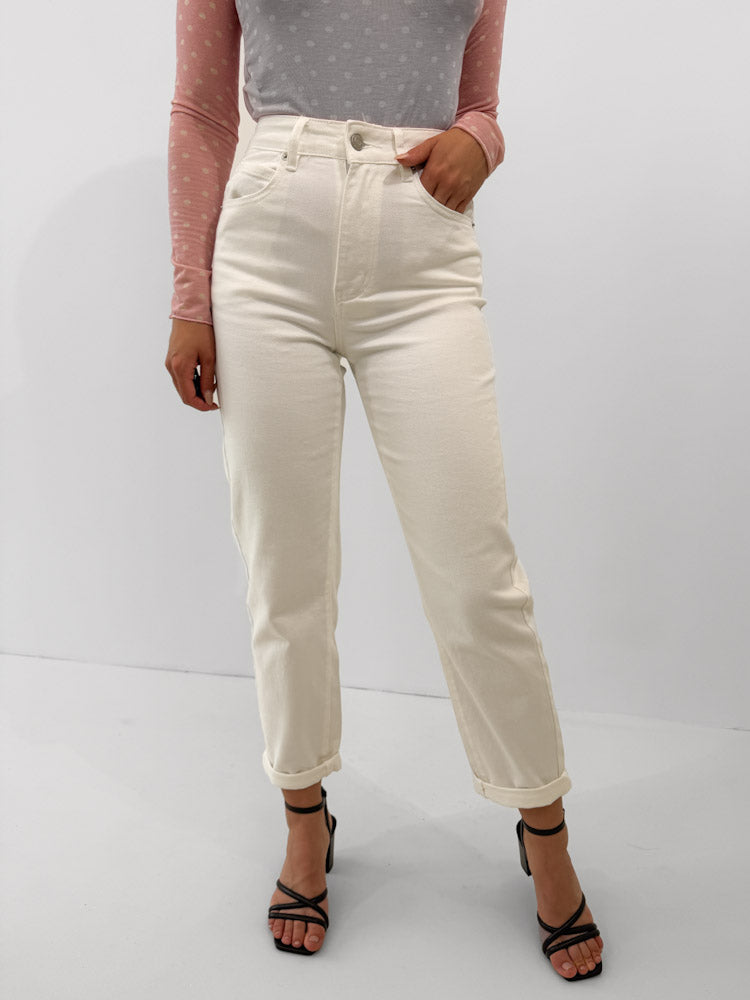 "Mom White" Old Mom Fit Jeans - weiß