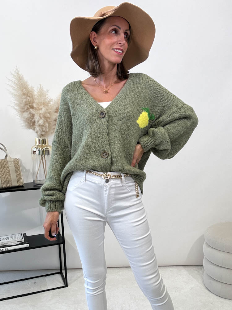 "Limon Cello" kuscheliger Cardigan - matcha