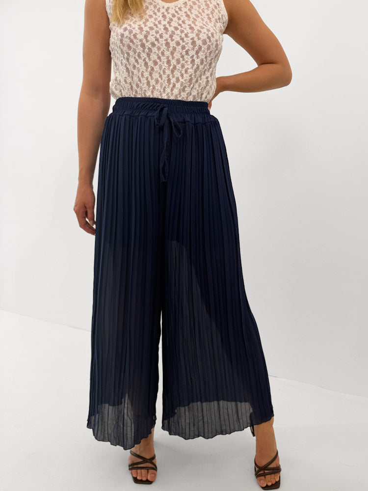 Plissee Culotte Hose  - navy