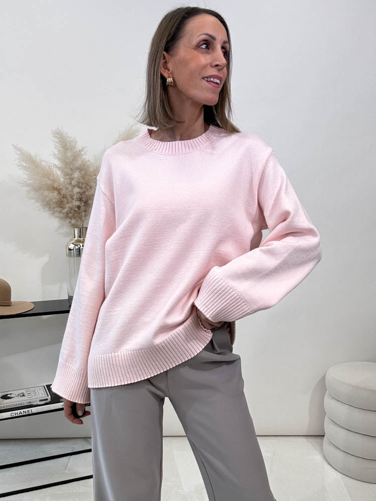 "Girona" weicher Pullover - puderrosa