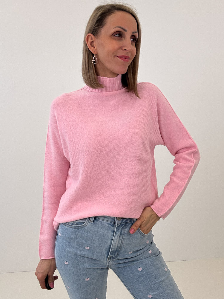 „Vicenza Turtleneck" weicher Pullover mit Viscose - candy rose