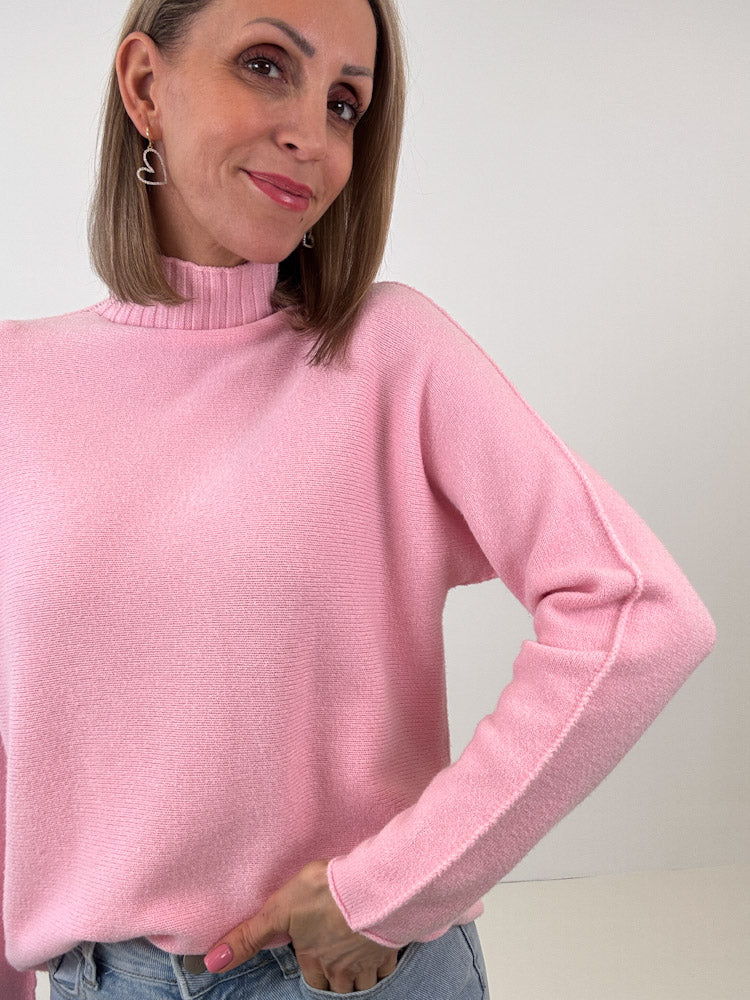 „Vicenza Turtleneck" weicher Pullover mit Viscose - candy rose