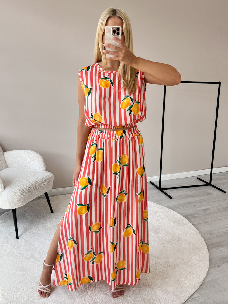 "Amalfi Lemon" Top aus Viscose - coral