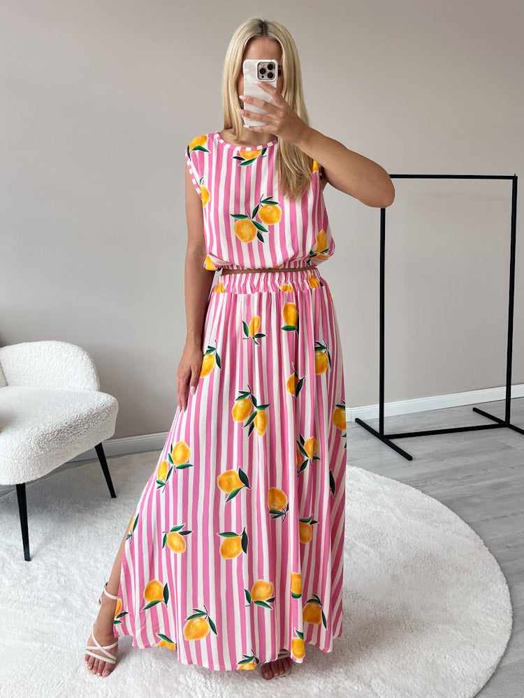 "Amalfi Lemon" Top aus Viscose - pink
