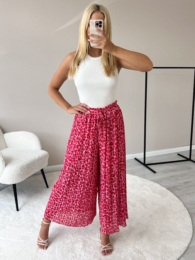 Leo Culotte Plisseehose  - rosa/rot