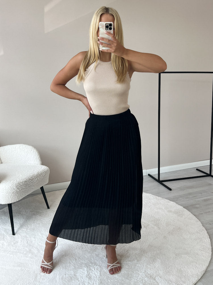 "Skirt" stylischer Plissee Rock - schwarz
