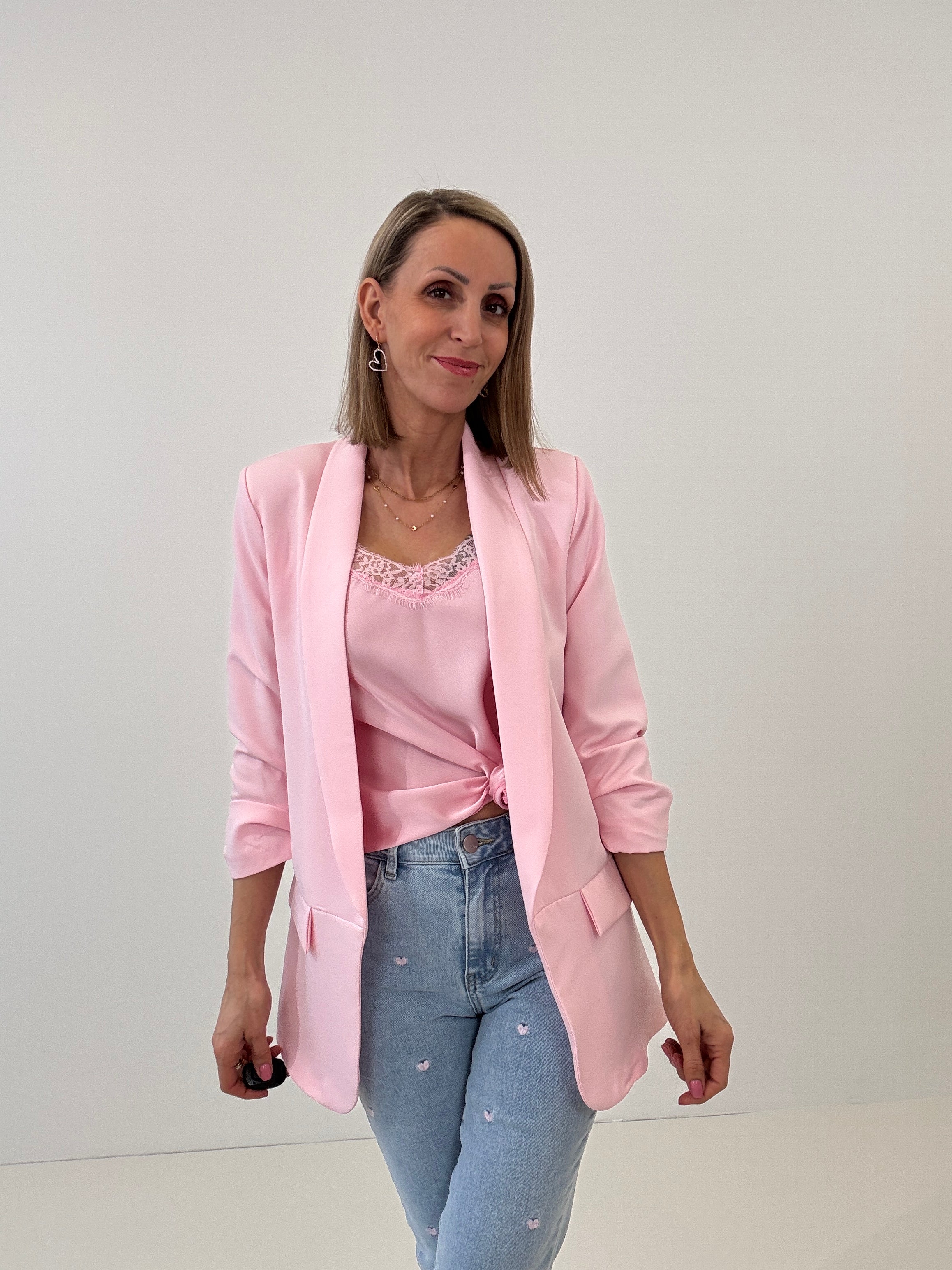 Lace Top mit weicher Spitze - hellrosa