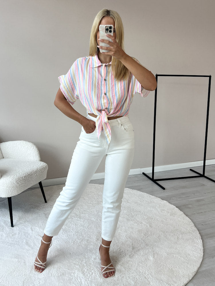 "Musselin Stripey" kurze Bluse - bunt