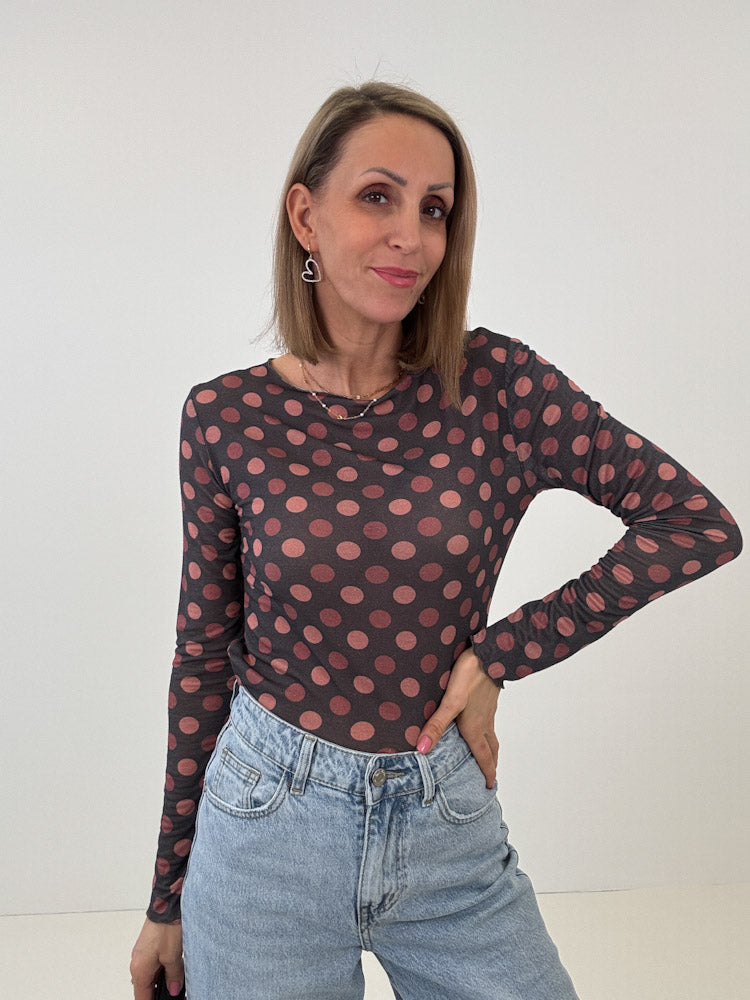 "Como Punti" weiches Cashmere Longshirt - dunkelgrau/beere