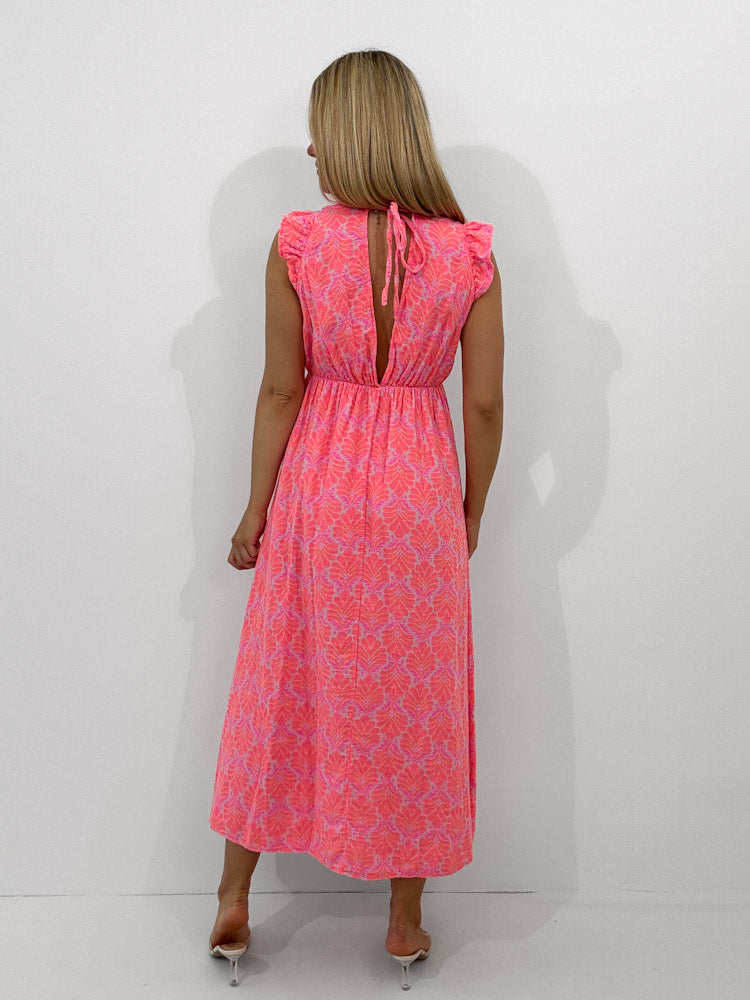 "Pianosa Tropical" - tolles Maxikleid aus Musselin - rosa/ apricot