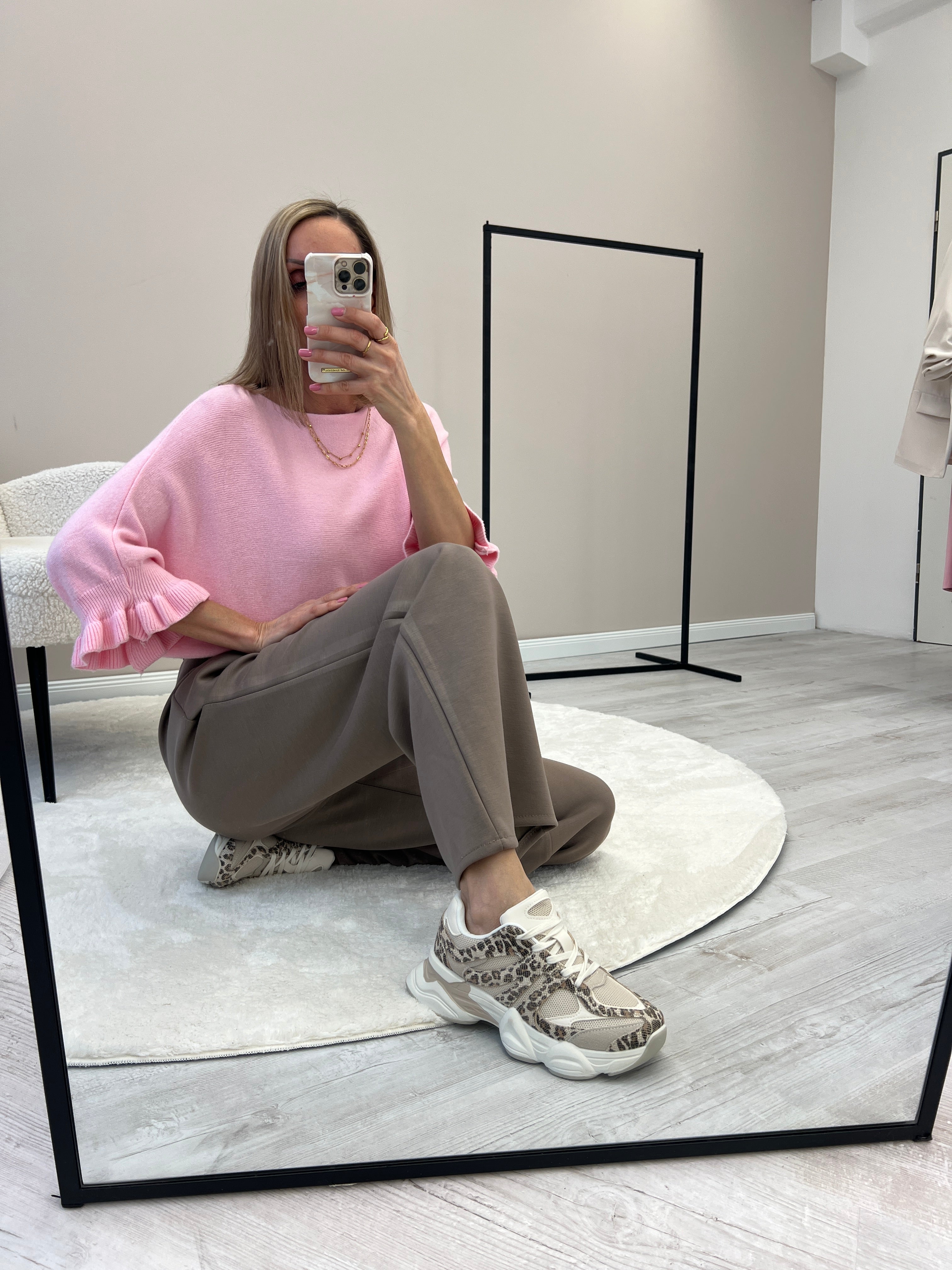 "Vicenza Volant" weicher Pullover mit Viscose - rosa