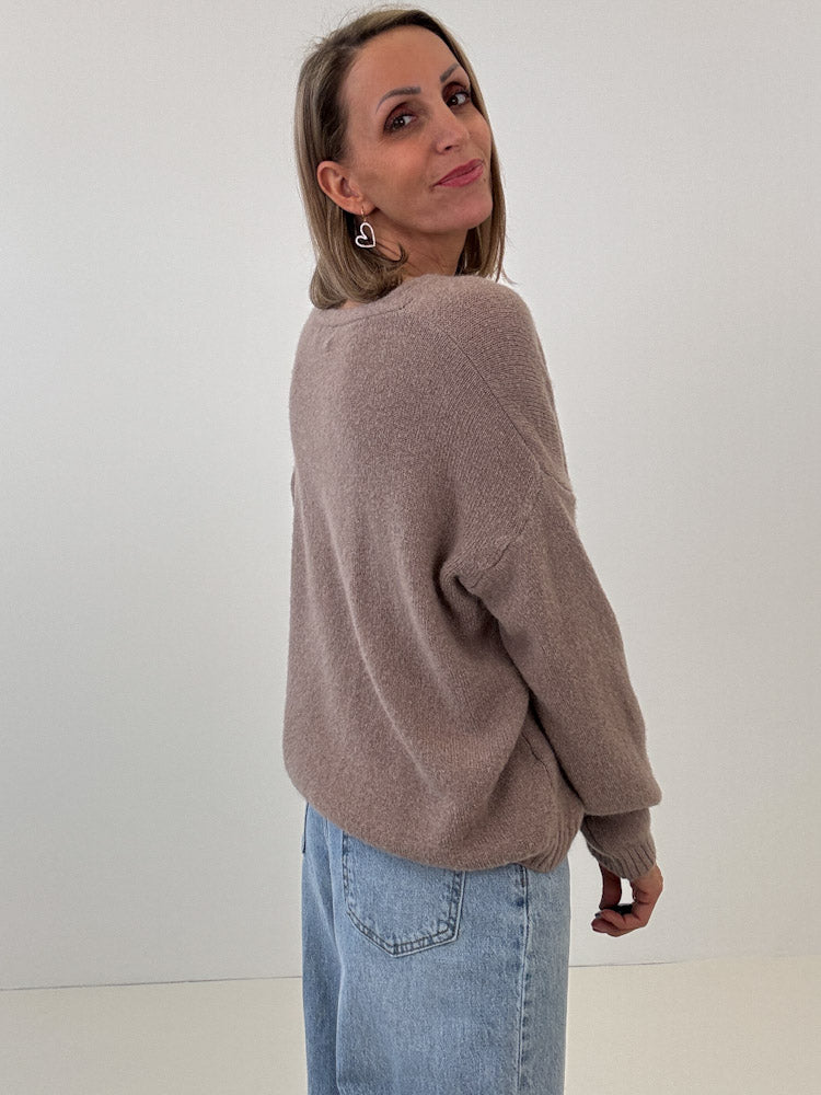 "Orlando V" kuscheliger Cardigan aus Alpaka Wolle - mocca