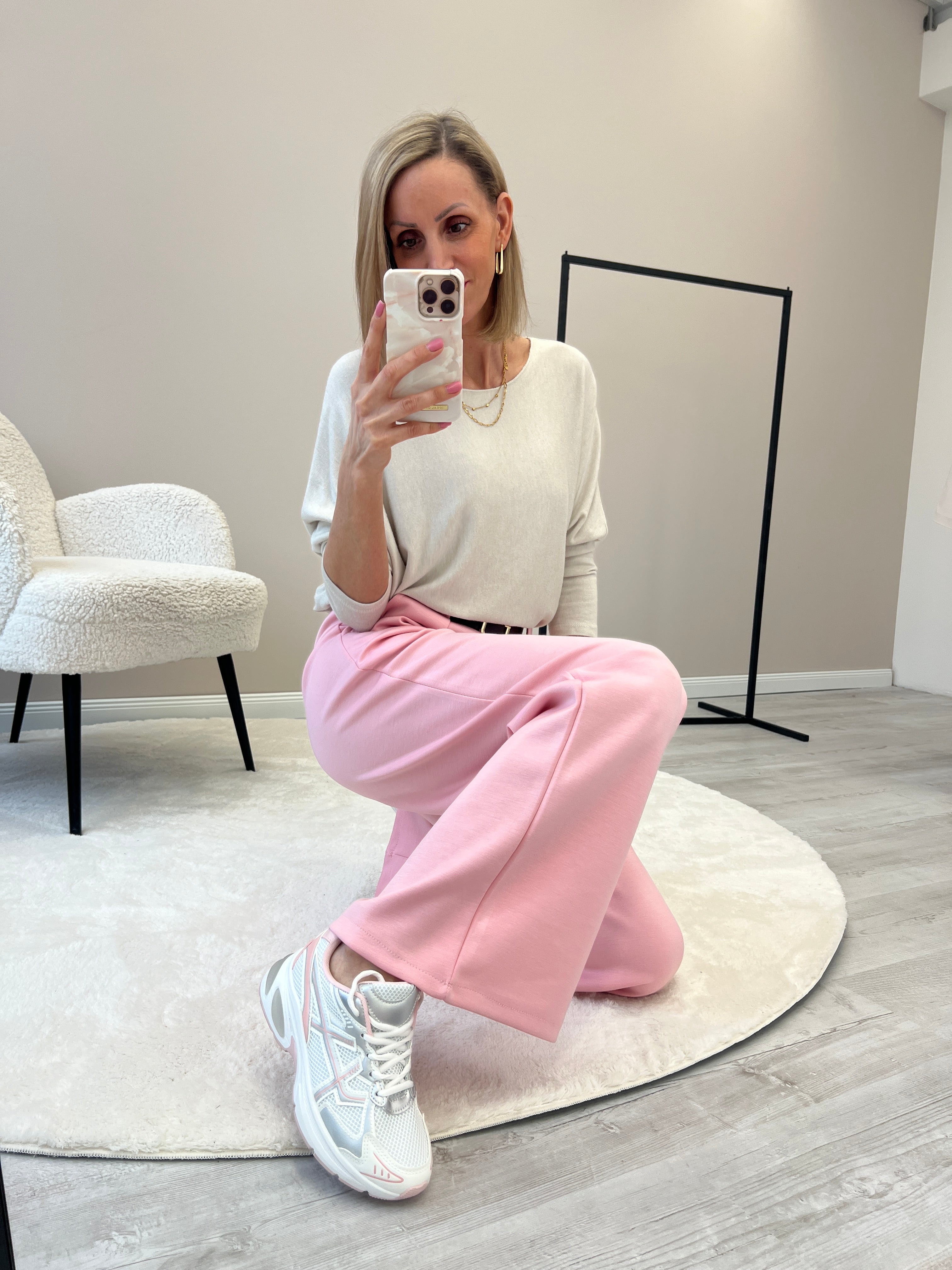 "Pari" elastische Hose aus Viskose  - rosa