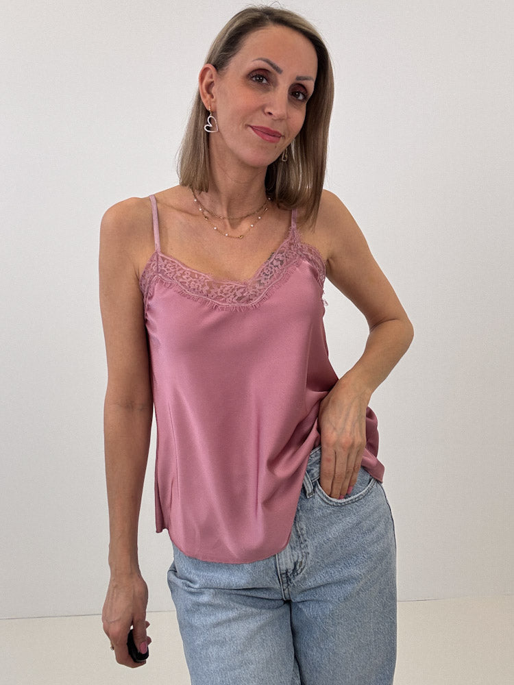 Lace Top mit weicher Spitze - berry