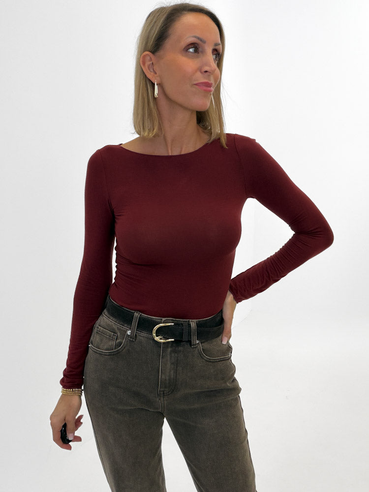 "New Atlanta" weiches Viscose Longshirt - bordeaux