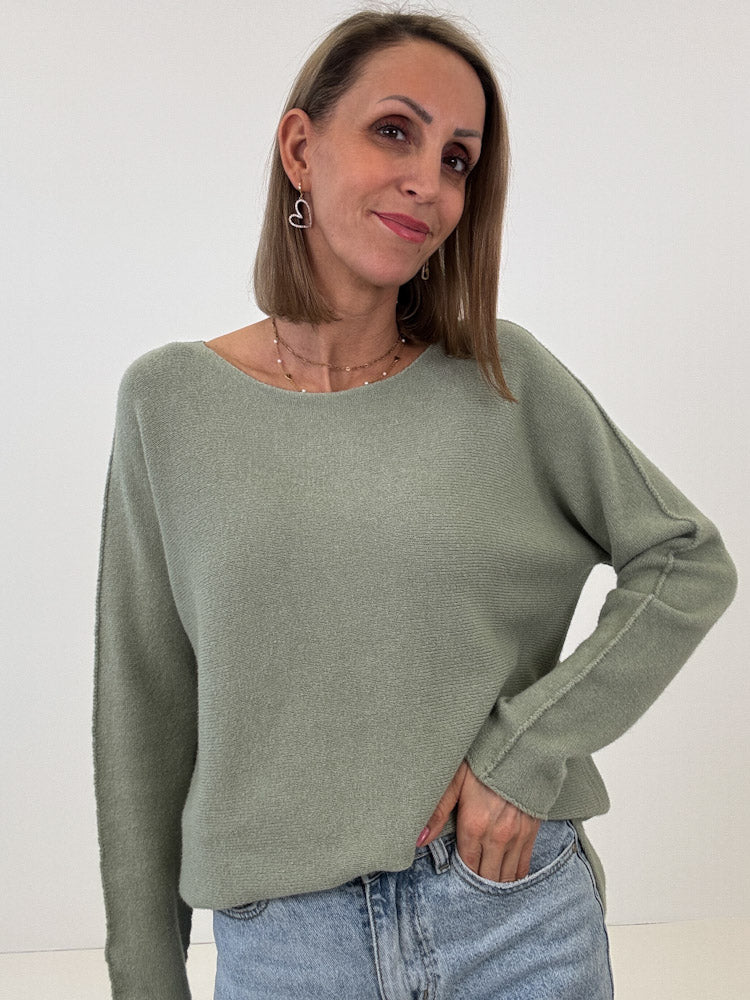 „Vicenza" weicher Pullover mit Viscose - salbei
