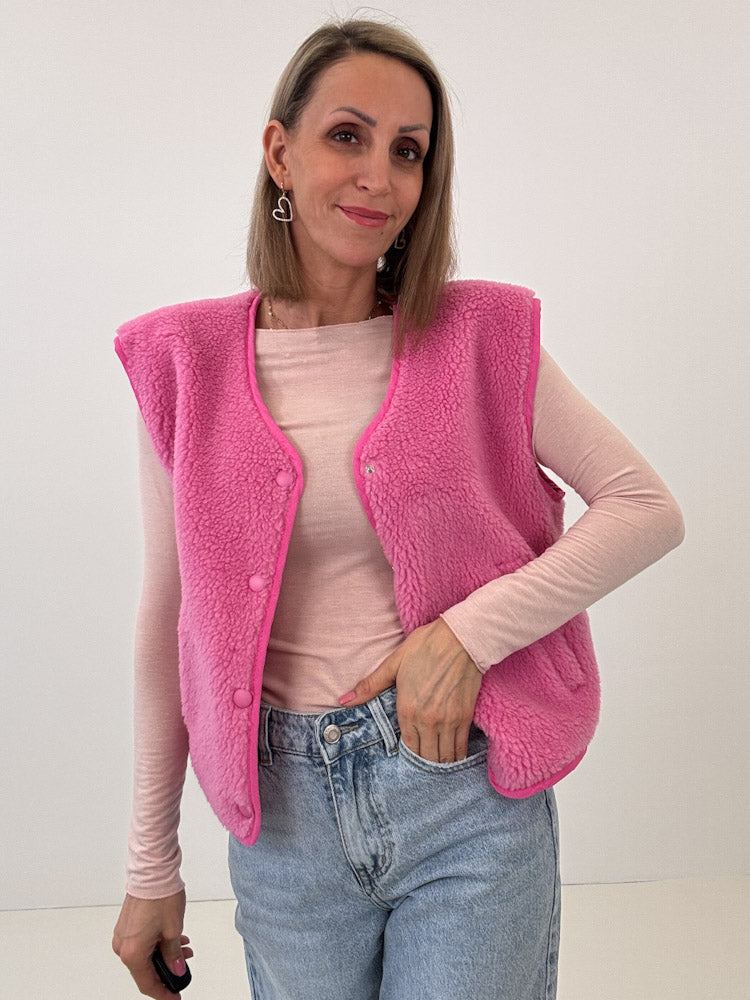 "Cutie" süße Teddy Weste - pink