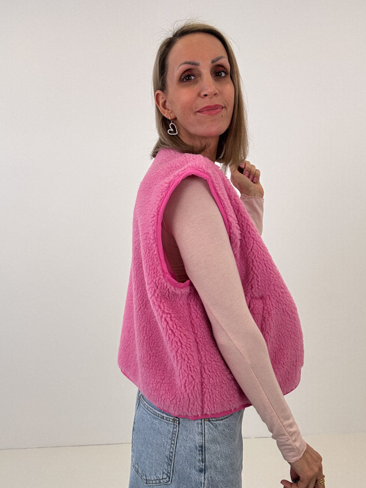 "Cutie" süße Teddy Weste - pink