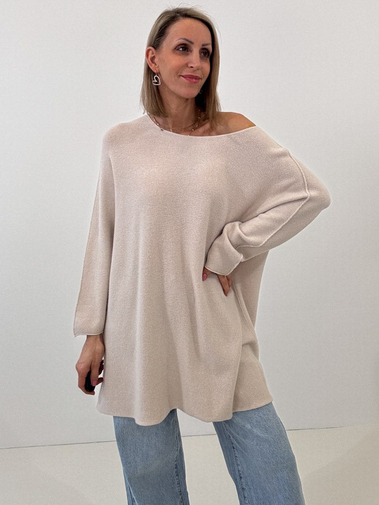 „Vicenza Long" weicher Pullover mit Viscose - beige