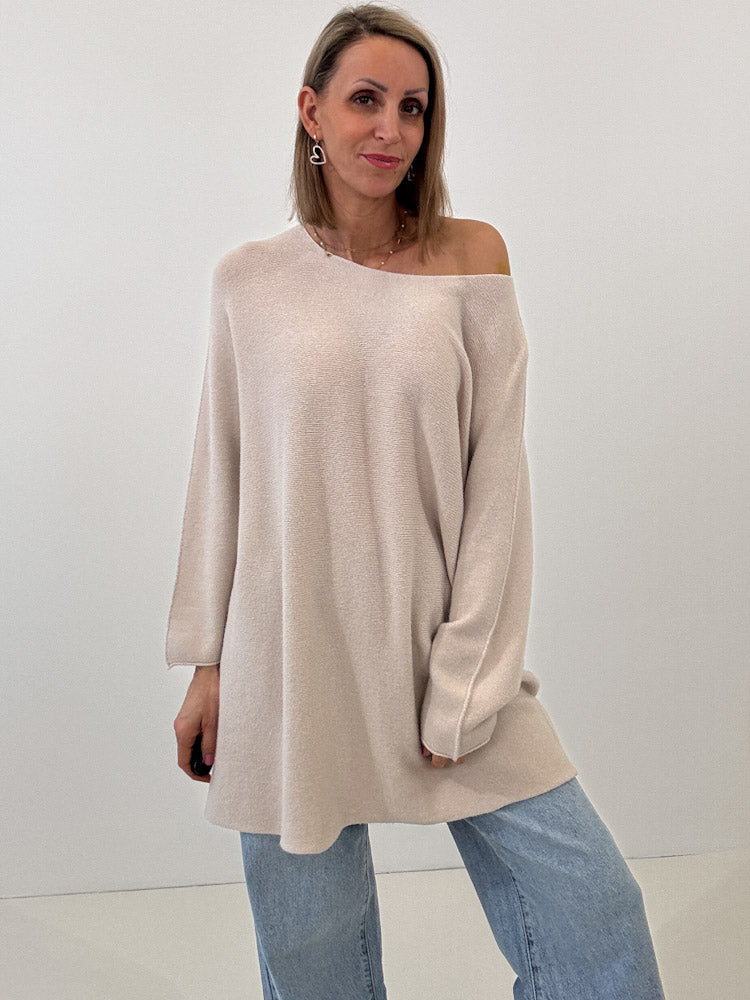„Vicenza Long" weicher Pullover mit Viscose - beige