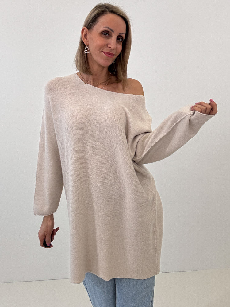 „Vicenza Long" weicher Pullover mit Viscose - beige