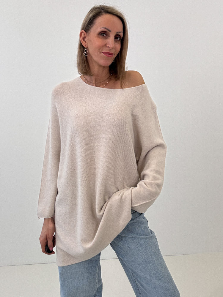 „Vicenza Long" weicher Pullover mit Viscose - beige