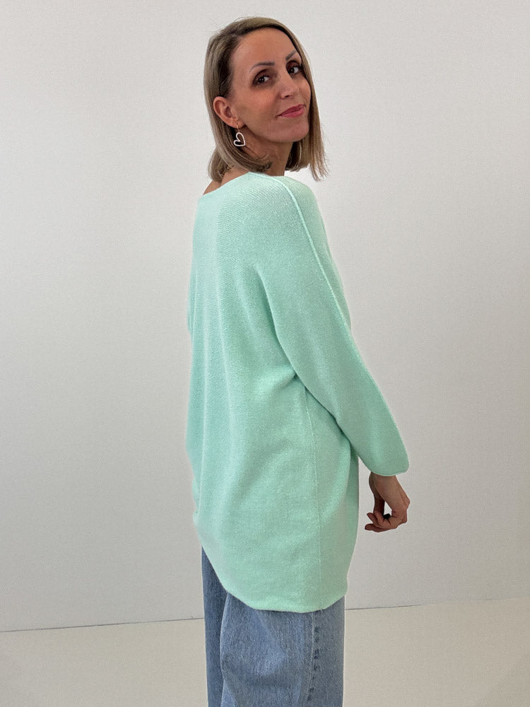 „Vicenza Long" weicher Pullover mit Viscose - mint