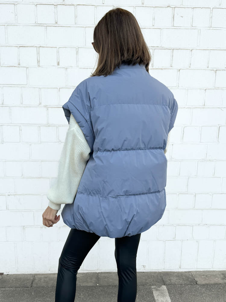 "Padded" Wattierte oversize Weste - blau