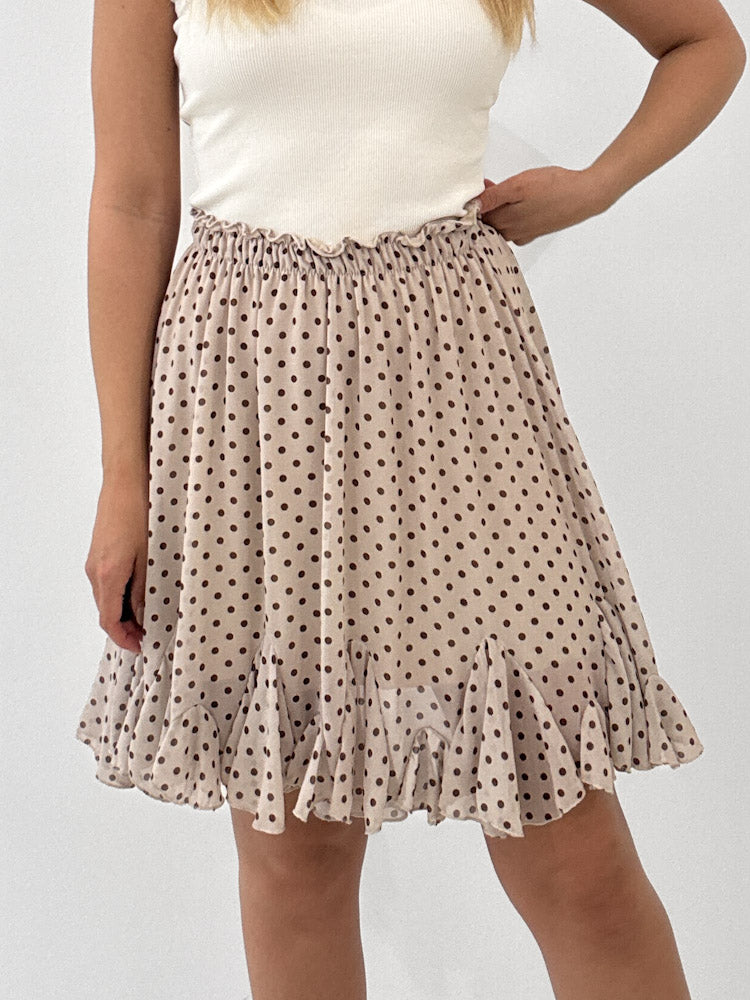 "Bella Dots" Rock aus Viskose - beige/ braun
