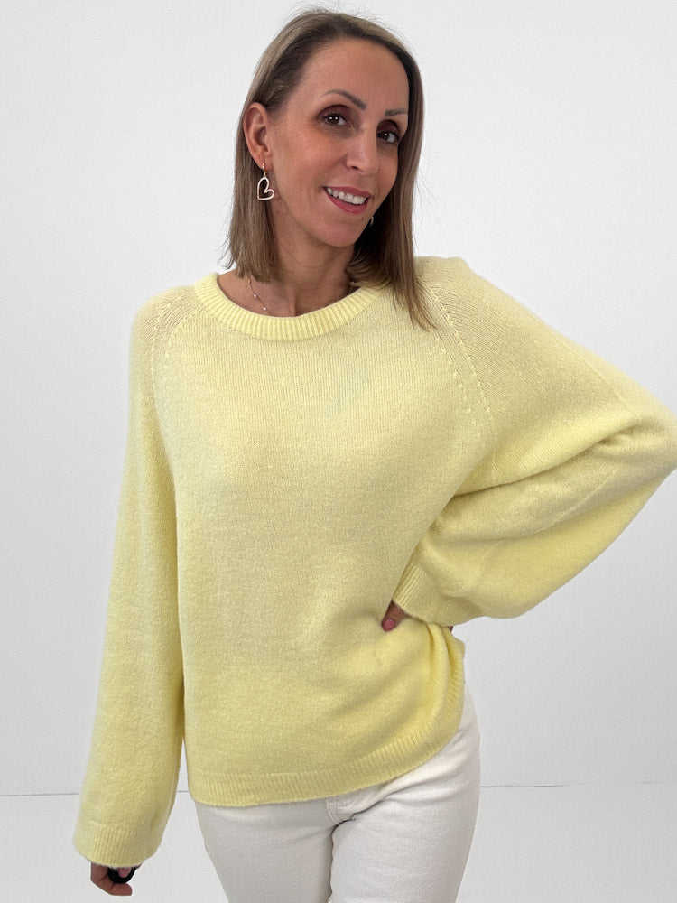 "Lana" kuscheliger Baby Alpaka Pullover - zitronengelb