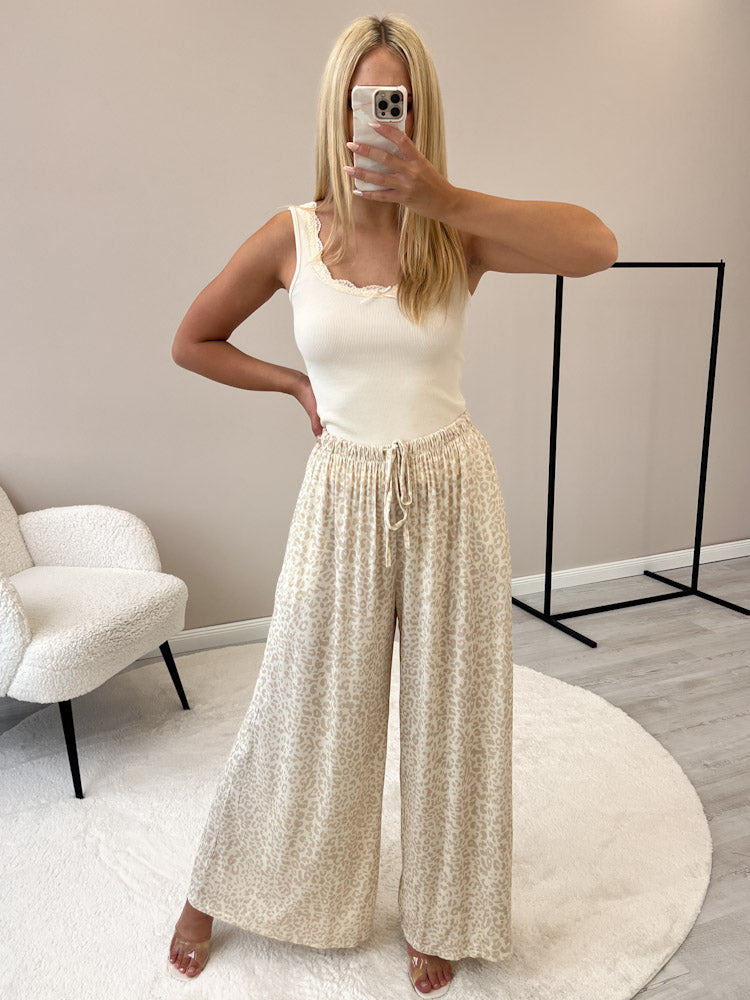 "Pienza Leo" weiche Hose aus Viscose - beige/creme