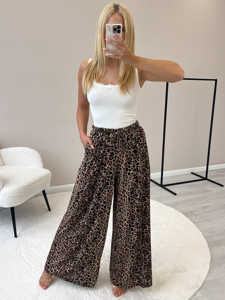 "Pienza Leo" weiche Hose aus Viscose - camel/schwarz