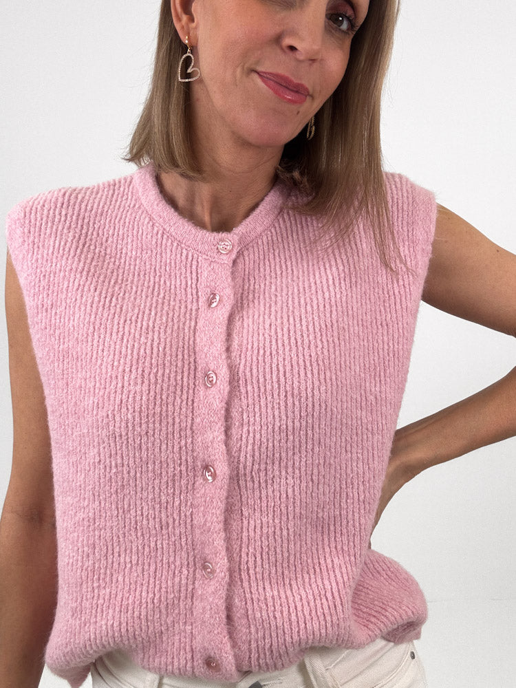 "Biella Vest" wunderschöne Strickweste aus Lana Wolle - rosa
