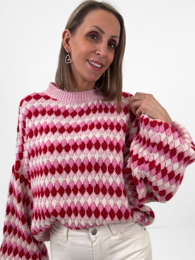 "Bubble Candy" weicher Pullover mit Lana Wolle - rosa